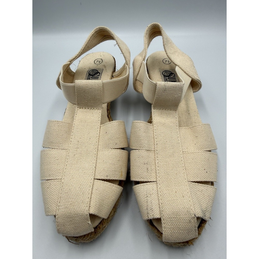 Sunset Womens 7.5 Cream Espadrille Sandals Ankle Strap Platform Casual Summer‎